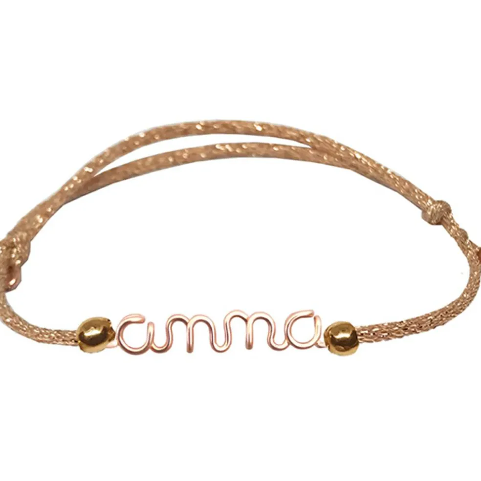Bracelet cordon paillette Prénom goldfilled rose (personnalisable)