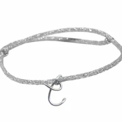 Bracelet cordon paillette Majuscule argent (personnalisable)