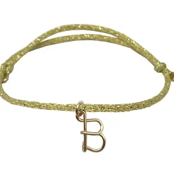 Bracelet cordon paillette initiale goldfilled jaune (personnalisable)