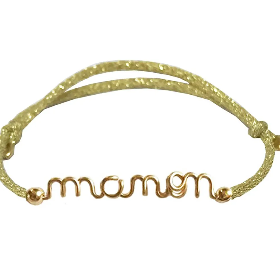 Bracelet cordon paillette Prénom goldfilled jaune (personnalisable)