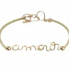 Bracelet cordon paillette Amour goldfilled jaune (personnalisable)