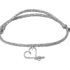 Bracelet cordon paillette Mon petit cœur argent (personnalisable)