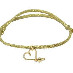 Bracelet cordon paillette Mon petit cœur jaune (personnalisable)