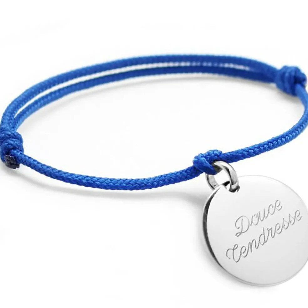 Bracelet cordon Petits Trésors médaille (argent 925°)