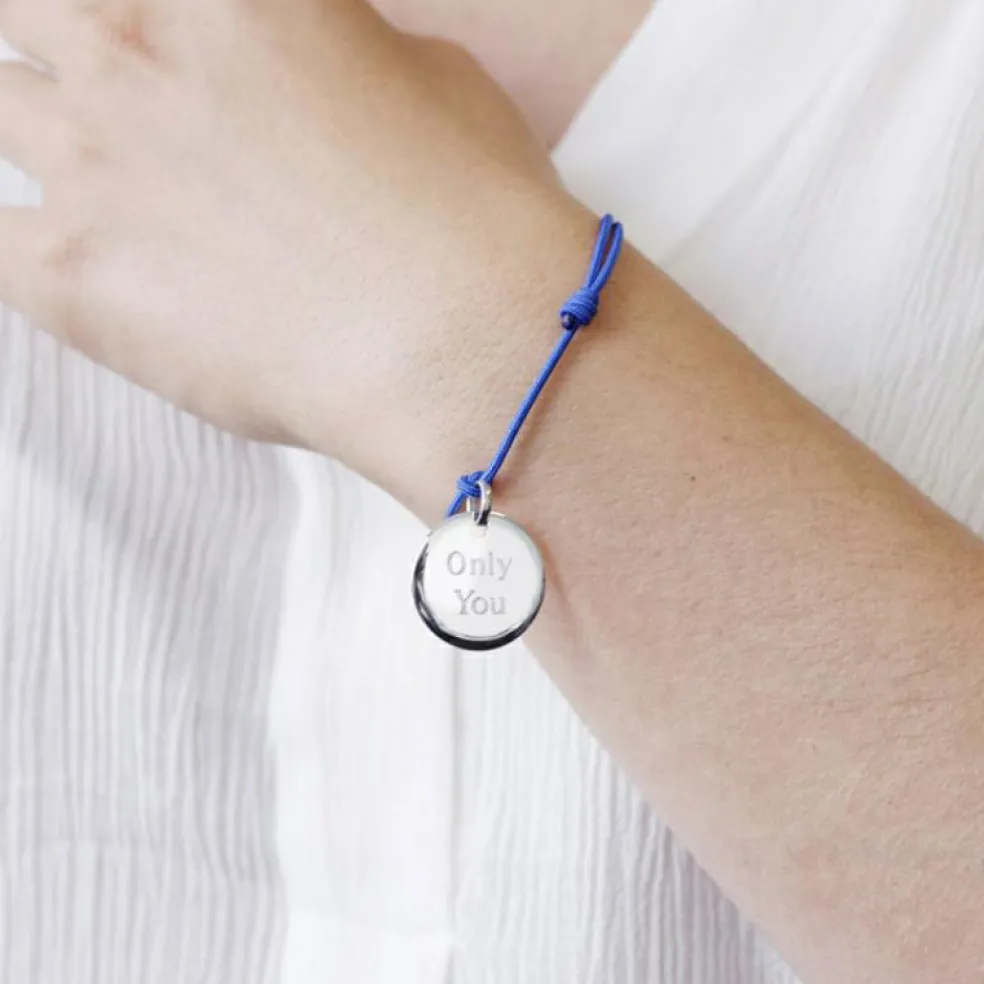 Bracelet cordon Petits Trésors médaille (argent 925°)