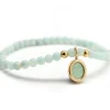 Bracelet Petite pierre fine ovale Amazonite plaqué or