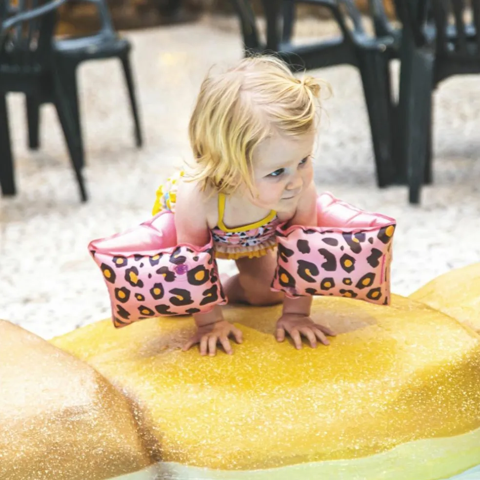 Brassards de natation Léopard rose et doré (2-6 ans)