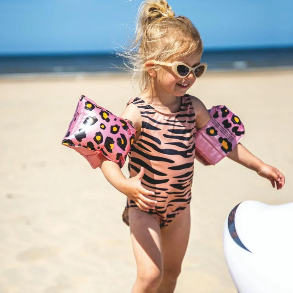 Brassards de natation Léopard rose et doré (2-6 ans)