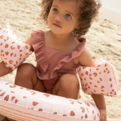 Brassards de natation Léopard vieux rose (2-6 ans)