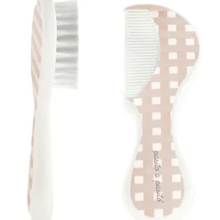 Brosse et peigne carrés Vichy rose