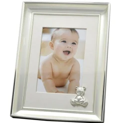 Cadre photo biseauté Ours (métal argenté)