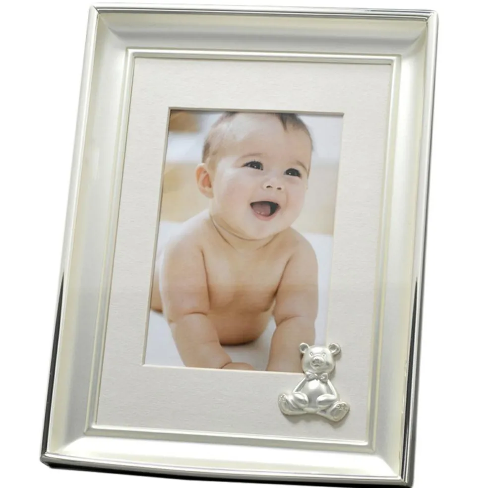 Cadre photo biseauté Ours (métal argenté)