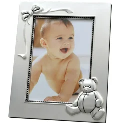 Cadre photo Ours 17 x 13,5 cm personnalisable (métal argenté)