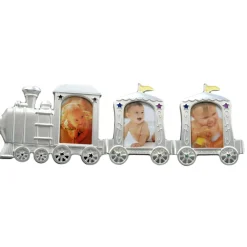 Cadre photo Train 3 photos (métal argenté)