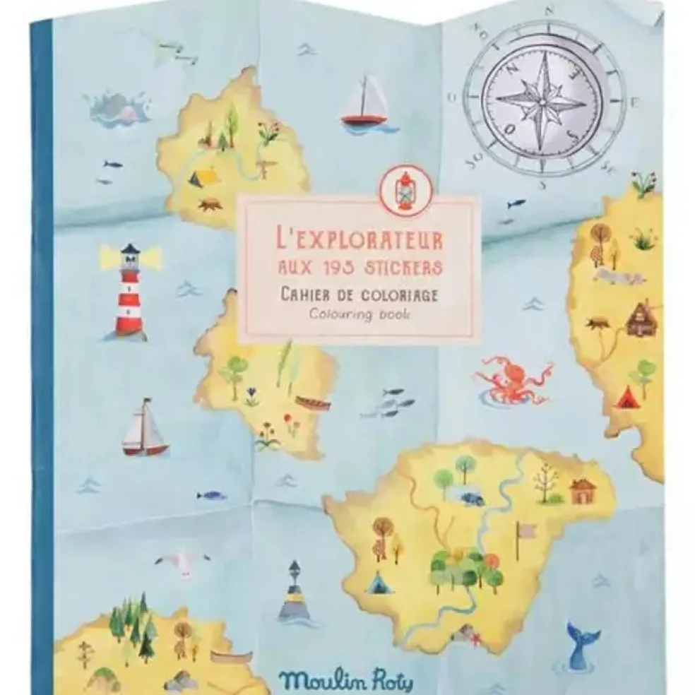 Cahier de coloriage avec 195 stickers L'explorateur