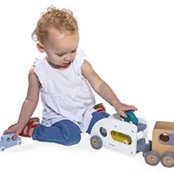 Camion porte-autos et ses 3 véhicules Bolid en bois