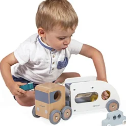 Camion porte-autos et ses 3 véhicules Bolid en bois