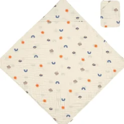 Cape de bain + gant Blossom nature