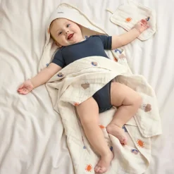 Cape de bain + gant Blossom nature