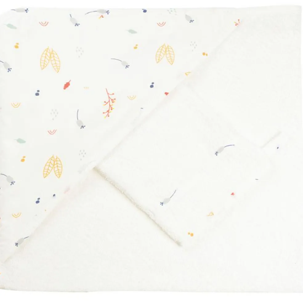 Cape de bain + gant Cache-cache en forêt (70 x 70 cm)