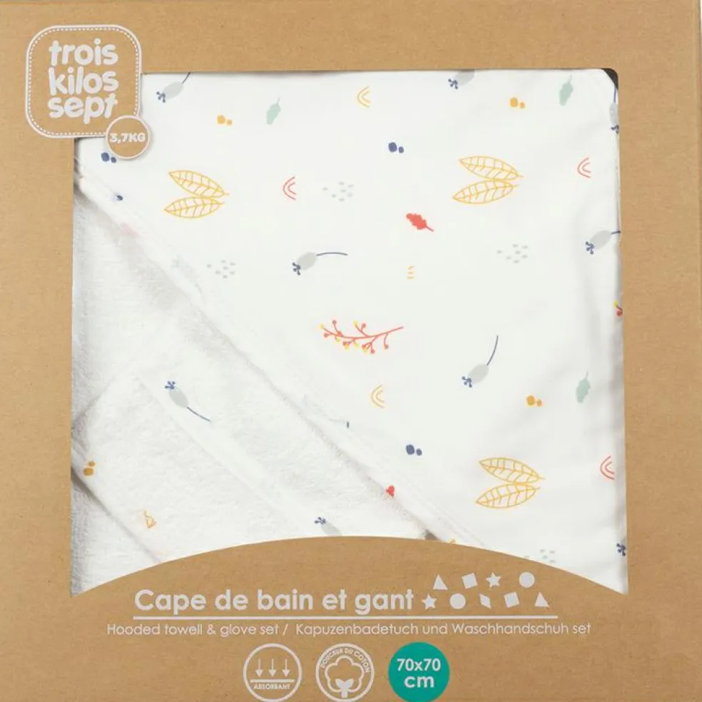 Cape de bain + gant Cache-cache en forêt (70 x 70 cm)