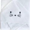 Cape de bain + gant chat blanc (75 x 75 cm)