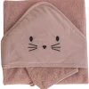 Cape de bain + gant chat terracotta (75 x 75 cm)