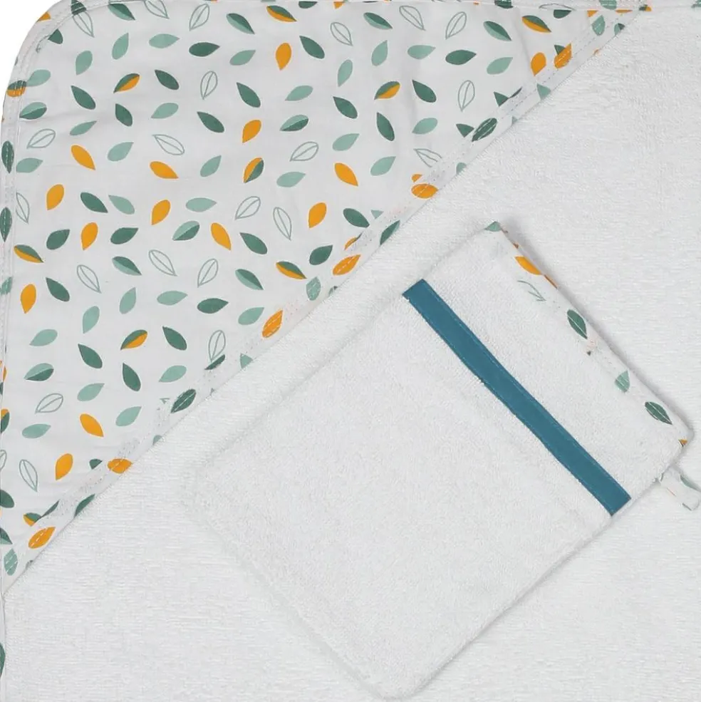 Cape de bain + gant Kolala et sa tribu (70 x 70 cm)