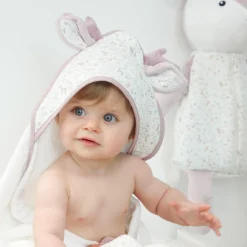 Cape de bain + gant Lilas (75 x 75 cm)