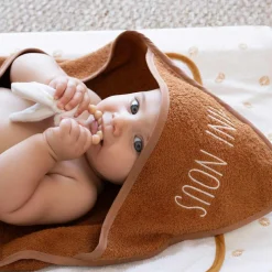 Cape de bain + gant Mini nous Camel (70 x 70 cm)