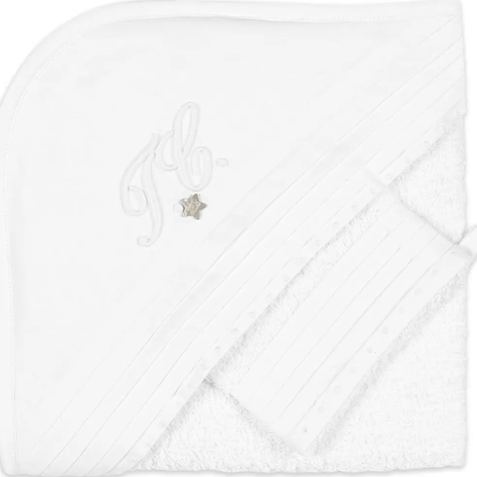 Cape de bain + gant Monogramme