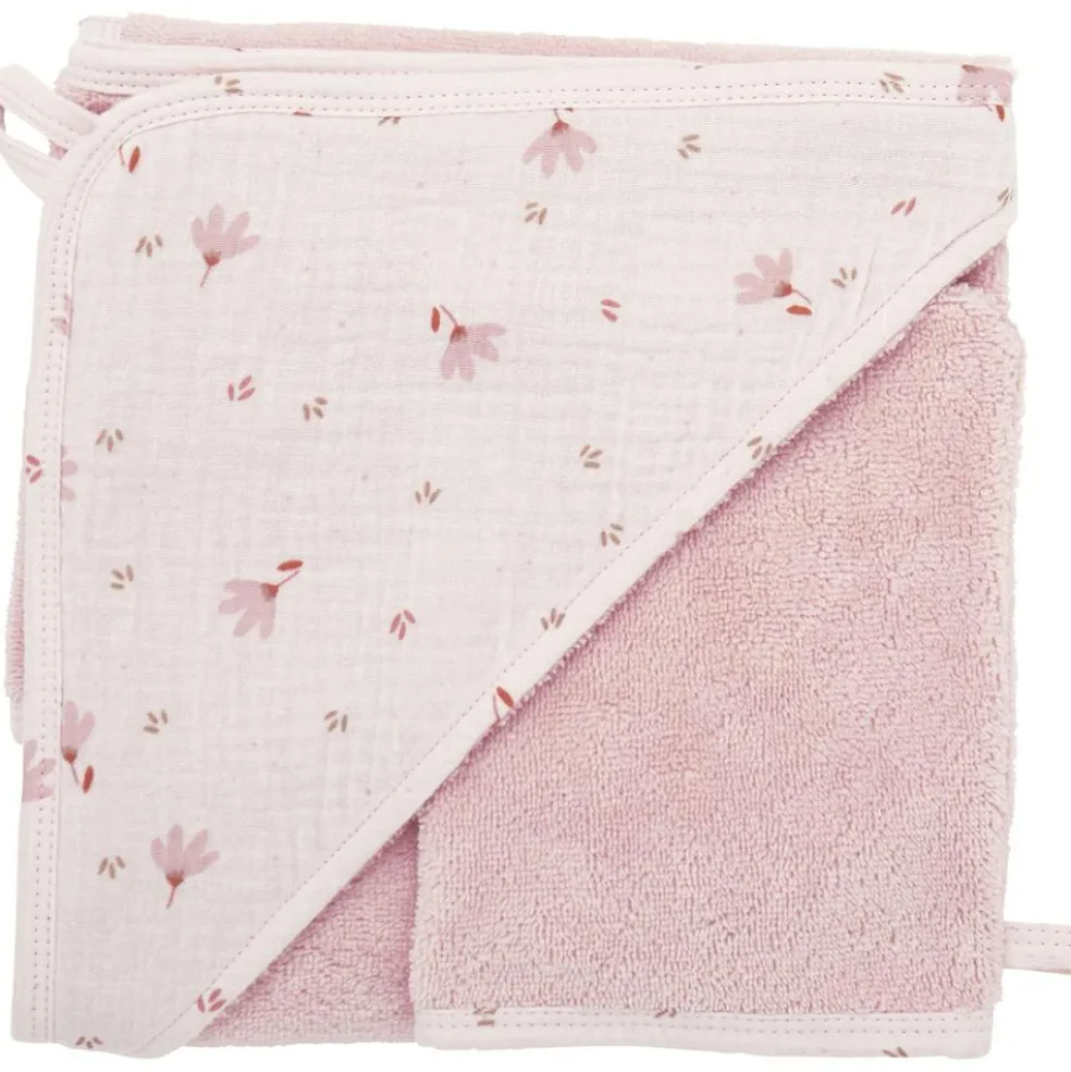 Cape de bain bambou + gant Lovely blossom (70 x 70 cm)