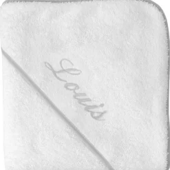 Cape de bain biais gris personnalisable (80 x 80 cm)