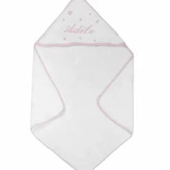 Cape de bain coeur rose personnalisable (80 x 80 cm)