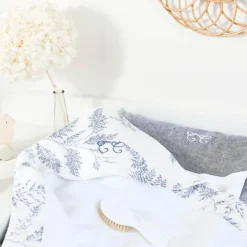 Cape de bain en coton et lin Feuillage (70 x 70 cm)