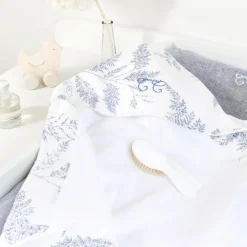 Cape de bain en coton et lin Feuillage (70 x 70 cm)