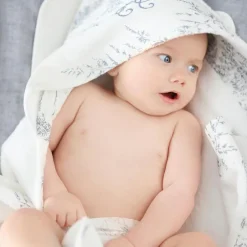 Cape de bain en coton et lin Feuillage (70 x 70 cm)