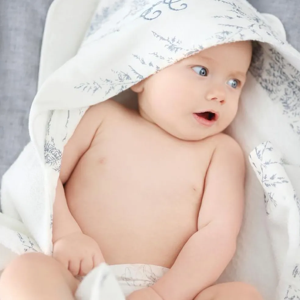 Cape de bain en coton et lin Feuillage (70 x 70 cm)