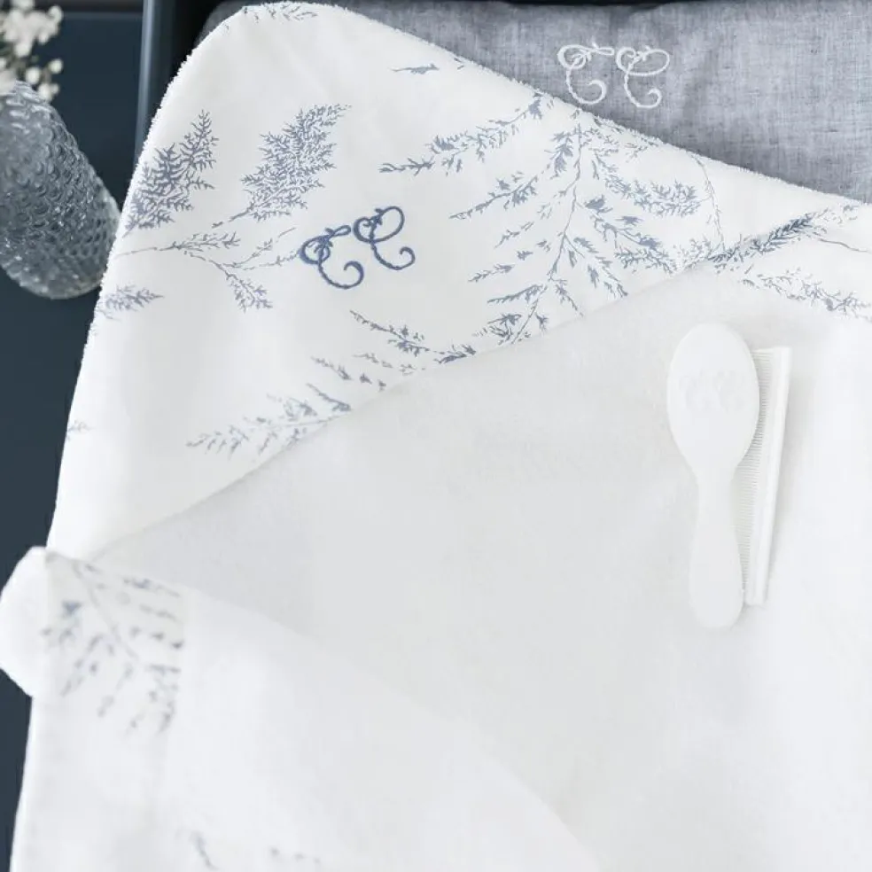 Cape de bain en coton et lin Feuillage (70 x 70 cm)