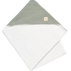 Cape de bain en gaze de coton Sauge (75 x 75 cm)