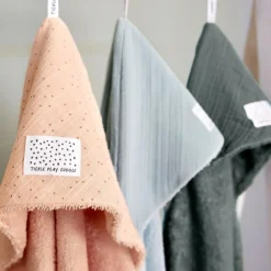 Cape de bain en mousseline-terry bleu poudré