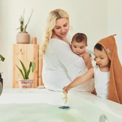 Cape de bain en éponge de coton Caramel (75 x 75 cm)