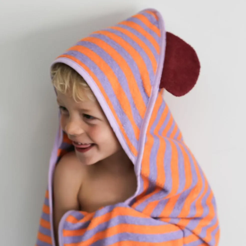 Cape de bain Ours Lavande (75 x 75 cm)