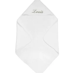 Cape de bain prénom taupe personnalisable (80 x 80 cm)