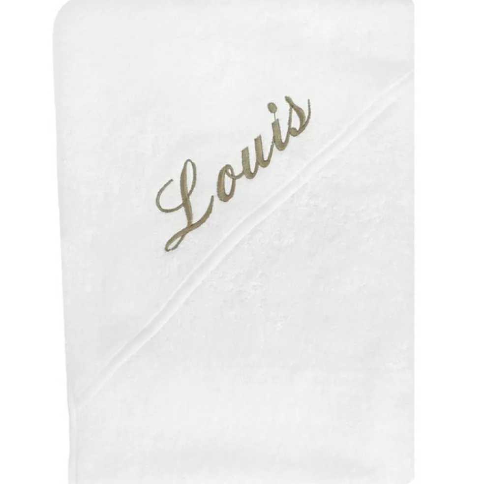 Cape de bain prénom taupe personnalisable (80 x 80 cm)