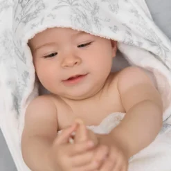 Cape de bain Toile de Jouy gris