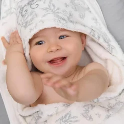 Cape de bain Toile de Jouy gris