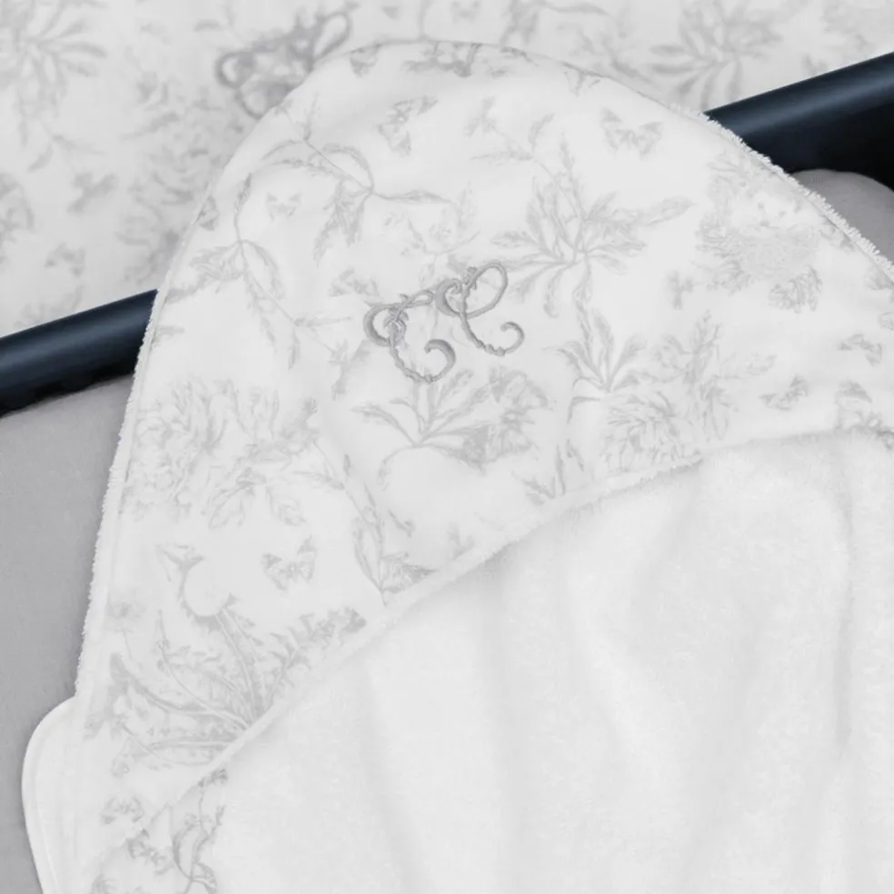 Cape de bain Toile de Jouy gris