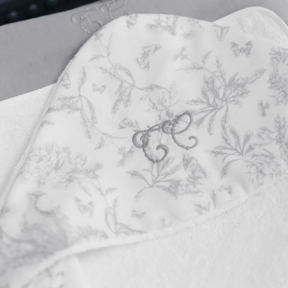 Cape de bain Toile de Jouy gris