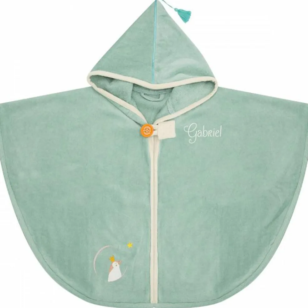Cape de bain vert pingouin personnalisable (0-5 ans)